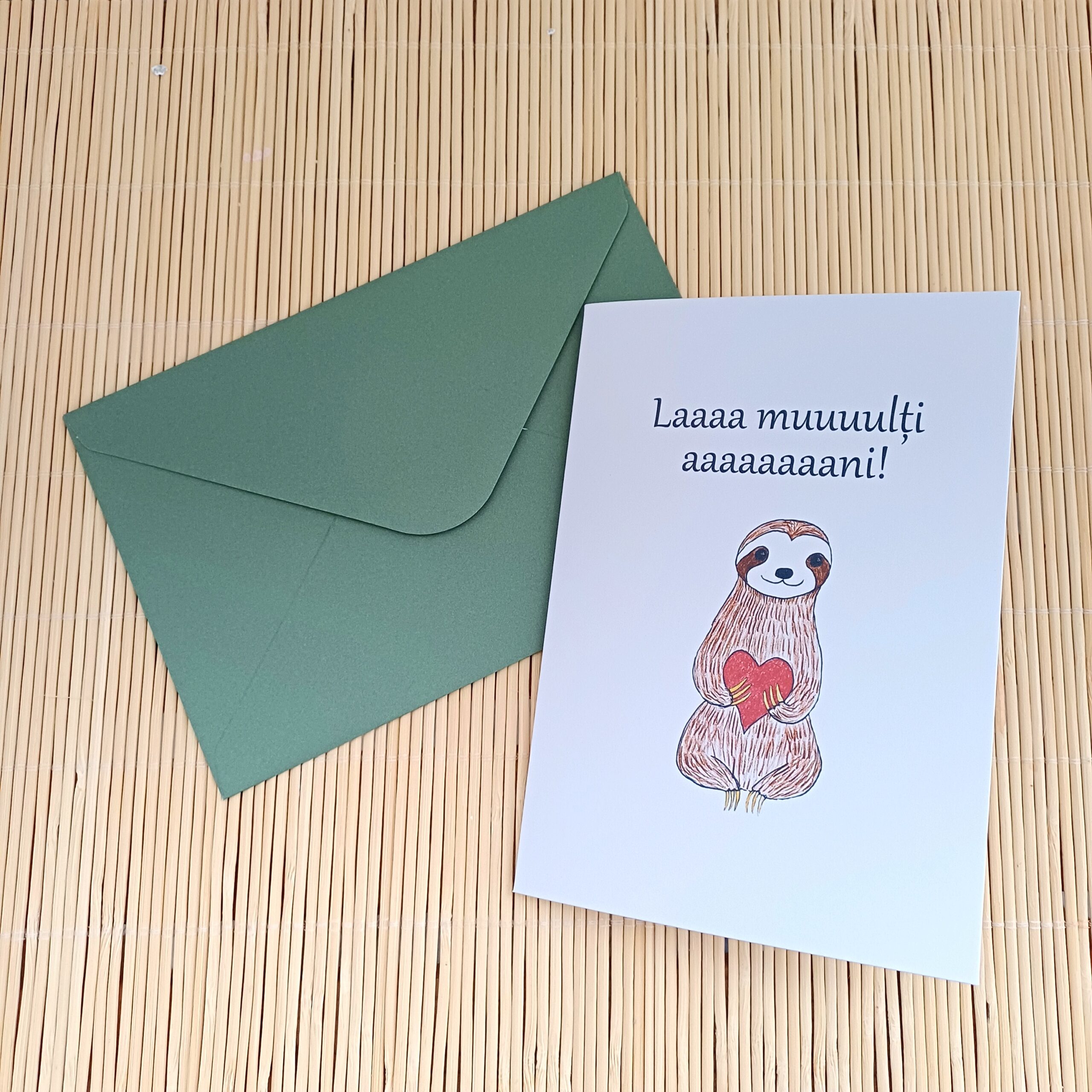 Felicitare amuzanta pentru zi de nastere - leneș cu inimă - imagine 2
